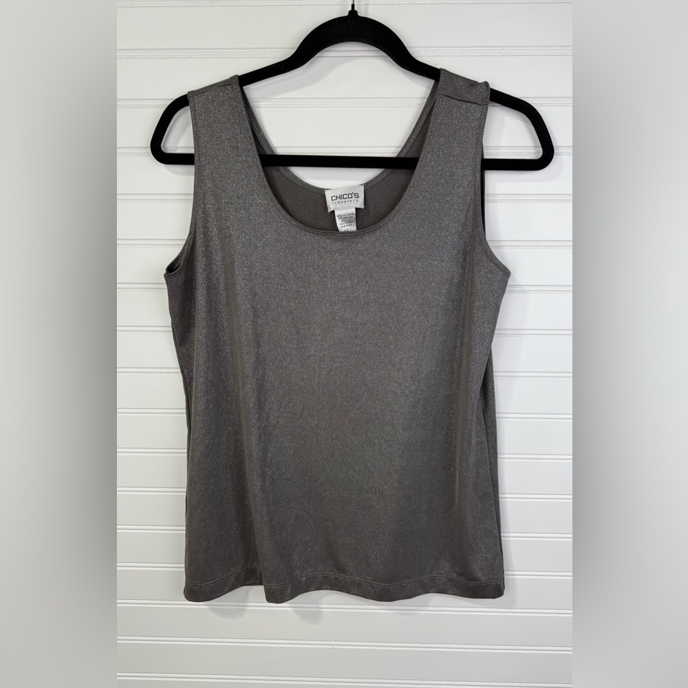 Chico's Travelers women’s Metallic Gray/green Tank Top. Chico’s size 1 (8/M)